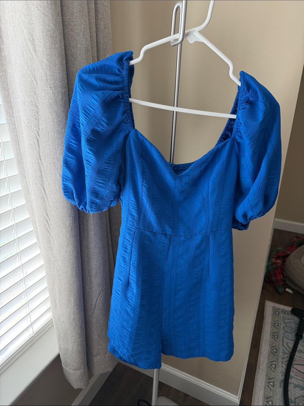 SHEIN Electric Blue Puff-Sleeve Romper